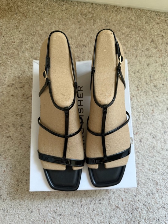 Marc Fisher Shoes - Marc Fisher Black Strappy Heeled Sandals Size 11M | Square Toe Minimalist Chic